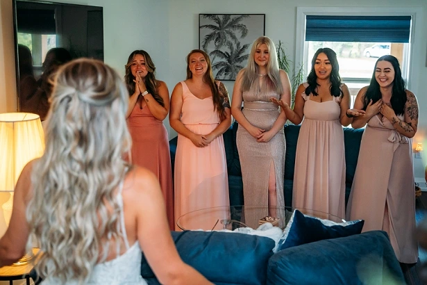 bridal reveal to bridesmaids